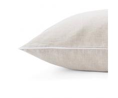 URBANARA Leinen-Bettwäsche “Tercia“ – 100% reiner Leinen, Natur mit Paspelierung in Weiß – 1 Bettbezug 155x220 cm + 1 Kissenbezug 80x40 cm, 2-teiliges Bettwäsche-Set