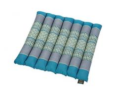 Handelsturm Thai Sitzkissen ca. 38x40 Thaikissen Sitz mit Füllung aus Kapok Feste Auflage Thaimuster hellblau