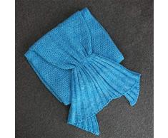 SONNIGPLUS Gestrickte Decke, Decke für Erwachsene, Wohndecken, Kaschmirdecke, Couchdecke, Warme Decke, Sofa/Büro/Reise,Blue-A-180x90CM