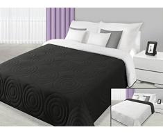220x240 weiß schwarz Tagesdecke Bettüberwurf Decke Wohndecke zweiseitig hautfreundlich Black White Alisa
