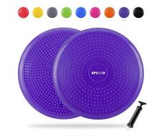 SPGOOD Balance Kissen Ballsitzkissen 34 cm mit Pumpe ballkissen Sitzballkissen Luftkissen Yoga Kissen 34CM Durchmesser Noppenkissen ballkissen Ballsitzkissen Balance Pad Orthopädisches (Lila)