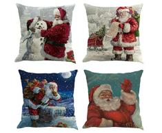 4er Set Weihnachten Kissenbezug Dekokissen Haus Dekoration Quadrat Sofa Kissen Bettwäsche Platz Dekorative Fall Home Decor Wurfkissen Kissenhülle Weihnachtsdeko Schneemänner Rudolph 45x45cm