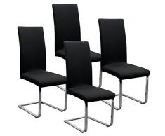 BEAUTEX Jersey Stuhlhussen Sets, elastische Stretch Husse Baumwolle Bi-Elastic, Farbe wählbar (Schwarz 4er Set)