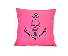 SONDERPREIS Kissenhülle Totenkopf gestickt Kissen Kissenbezug 40x40 cm