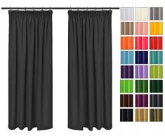 Rollmayer 2er Pack Vorhänge mit Bleistift Kollektion Vivid (Dunkel Grafit 61, 135x260 cm - BxH) Blickdicht Uni einfarbig Gardinen Schal für Schlafzimmer Kinderzimmer Wohnzimmer 2 Stück