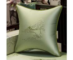 weiweiya Chinesische Stickerei Kissen Seide Gestickte Blumen Klassische Gepolsterte Matten Hellgrün Exquisite Kantenfertigkeit Sofakissen@B_45 * 45 cm