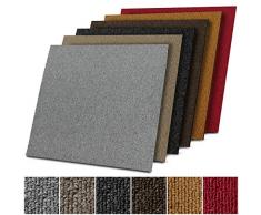 1 m² Teppichfliesen selbstliegend Lyon für Büro & Gewerbe - Fliesen Teppiche je 50x50 cm - robuster Teppichboden - Bodenfliesen mit rutschhemmendem Vinyl-Rücken (Rot, 4 Stück)