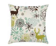 Nunubee Kissenbezug Hohe Qualität bettwäsche Wohnkultur Weihnachten-Serie Dekorative Kissenhülle Sofakissen zierkissen Elch Weihnachtsmann Gedruckt Glocke Elf Rentier Rudolph Festive, Elch 2 45x45cm