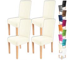 Gräfenstayn 4Stk Stretch-Stuhlhusse Charles - runde und eckige Stuhllehnen - VORTEILSPACKUNG - bi-elastische Passform mit Öko-Tex Siegel Standard 100: „Geprüftes Vertrauen“ (Creme)