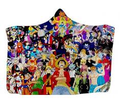 MIAOGOU Ruffy plüschtier Einteiliges Paar Werfen Kapuze Decke Mode Anime 3D-Druck Tragbare Warme Fleece Bettwäsche Büro Quilts Soft Adults Travel