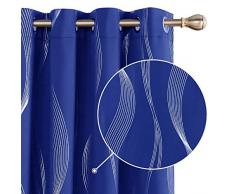 Deconovo Verdunkelungsvorhang mit Ösen Blickdicht Gardinen Kinderzimmer 229x117 Königsblau cm 2er Set