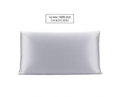 OLESILK 100% Seide Kissenbezug Kissenhülle Haar- und Hautpflege mit Reißverschluss 16 Momme 1 Stück Silbergrau 40×80cm