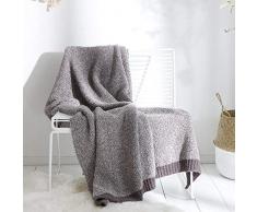 MYY Einfache gestrickte Decke lässig Nickerchen Decke Wolle grau Sofa Dekoration Raglan Bett bedeckt Handtuch Decken-Brandon Kaffee_130 * 160 cm