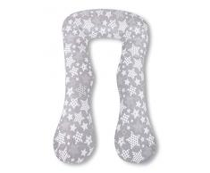 Amilian® Schwangerschaftskissen Lagerungskissen Relaxkissen ink.Bezug universell groß Sternchen Grau groß TYP A