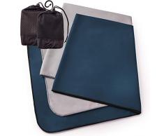 Mikrofaser Handtücher 2er Set von The Friendly Swede inkl. 2x Netztaschen, Ultraleichte Reisehandtücher schnelltrocknend, weich und saugfähig. Ideal als Sporthandtuch, Badetuch, für Urlaub und Fitness (75 cm x 150 cm - 2 Stück)