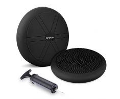 CPOKOH Ballsitzkissen mit PumpUp, Balance Sitzballkissen 34cm Stabilität Luftkissen, Noppenkissen, Fitness-Stabilitäts-Pad, Balance Kissen, Gleichgewichtskissen für Fitness inkl. Pumpe Schwarz