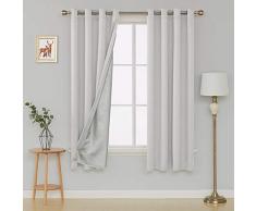 Deconovo Blickdicht Gardinen Ösenvorhang Blickdicht Thermogardinen Ösen 240x135 cm Weiß 2er Set