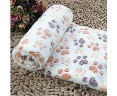 QHGstore Weiche warme Haustier Fleece Decken Bett Matten Auflage Abdeckungs Kissen für Hund Katze Welpen Tier Beige Fußabdruck S