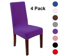 KAILH Stuhlhussen Elastische Moderne Beschützer Stuhlhussen,Dekorieren von Häusern, Restaurants, Hotels, Hotels, Restaurants (4er Set, Lila)
