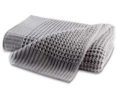biederlack® hochwertige Kuschel-Decke Strick Grau I Öko-Tex Standard 100 I Plaid in 130x170cm I ideal geeignet als Sofa-Decke oder Wohndecke I Wohnaccessoire I Tagesdecke in top Qualität