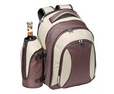 Picknickrucksack für 4 Personen Picknick Komplettset inklusive 21-teiligem Geschirr BPA FREI mit integriertem Kühlfach – Bestückt mit Gabel, Messer, Löffel, Stoffservietten Salz- und Pfefferstreuer, Flaschenöffner, Käsemesser, Holzschneidebrett