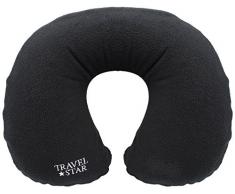 travelstar Aufblasbares Nackenkissen mit Fleece-Bezug, Verschiedene Farben (TS-N-2001), Nackenhörnchen, Reisekissen, Nackenstützkissen