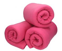Betz 3 Stück Fleecedecke Kuscheldecke Wohndecke in Größe 130x170 cm Qualität 220 g/m Farbe Fuchsia