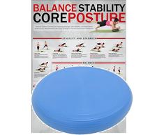 POWRX Ballsitzkissen Deluxe inkl. Workout I 36 cm Yoga Gleichgewichtskissen orthopädisch I Balance Kissen Trainingskissen Blau PVC frei