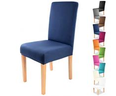 Gräfenstayn® Stretch-Stuhlhusse Charles - runde und eckige Stuhllehnen - bi-elastische Passform mit Öko-Tex Siegel Standard 100: „Geprüftes Vertrauen“ (Blau)
