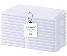 Baumwolle-Klinik 12er-Set Stoffservietten, Rustikal Servietten Hochzeit mit Spitze, 100% Baumwolle Servietten Weich Gemütlich Maschinenwaschbar - 50x50 cm Weiß
