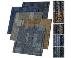 Design Teppichfliesen Andorra 50x50 cm selbstliegend - 1 m² Set - strapazierfähiger Teppich Bodenbelag mit hochwertigem Schlingenflor - antistatisch mit Bitumen Rücken (Blau, 4 Stück)