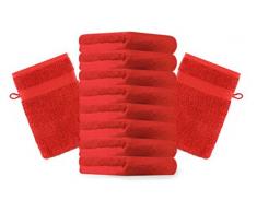 10er Pack Waschhandschuhe Waschlappen Premium Größe: 17x21 cm Farbe: Rot Kordelaufhänger 100% Baumwolle