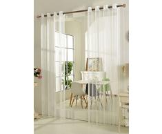 Gardinenbox Fadengardine Fadenstore Vorhang mit Ösen Raumteiler 140 x 250 cm, Weiß, 20304
