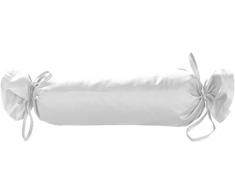 Mako Satin Baumwoll Nackenrollen Bezug 15x40 - Nackenrollenbezug weiß mit Reißverschluss aus 100% Baumwolle - Kissenrolle weich Überzug einfarbig Weiß- Made in EU