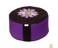Yogabox Meditationskissen Glückssitz Rondo Lotus Om Stick lila/schwarz