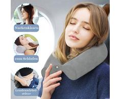 PHYSIUS Nackenkissen Nackenhörnchen - verstellbar für alle Schlafpositionen - Reisekissen für Flugzeug Zug oder Auto - Memory Schaum (Grau)