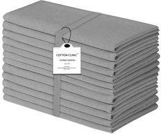 Baumwolle-Klinik 50x50 cm 12er-Set Stoffservietten, Weich Gemütlich Maschinenwaschbar 100% Baumwolle Servietten Grau