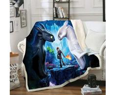 BEDLT Flanelldecke Drachenzähmen leicht gemacht gedruckt Decke Fleece Tagesdecke Decke für Sofa und Bett,A,150 * 200CM