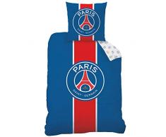 PSG Bettwäsche Set 2 teilig · Fußball Frankreich Paris Saint Germain · Wende-Motiv · 1 Kissenbezug 80x80 + 1 Bettbezug 135x200 cm - 100%
