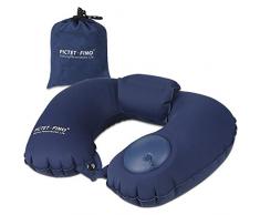 Sooair Reisekissen, Ultraleicht Bequeme Reise Nackenkissen Aufblasbar Neck Pillow Nackenstützkissen Wasserfest Kopfkissen Nackenhörnchen für Camping Flugzeug Auto Zug Büro Reisen Kissen - Dunkelblau