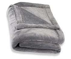 CelinaTex Montreal Kuscheldecke XXL 220 x 240 cm Silber grau Coral Fleece Wohndecke Mikrofaser Tagesdecke Sofadecke
