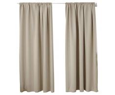 WOLTU VH5880sd-2-a, 2er Set Gardinen Vorhänge Blickdicht mit Kräuselband, 250g/m2 Schwere Verdunkelungsvorhänge Thermovorhang Fensterschal für Wohnzimmer Schlafzimmer Küche, 135x245 cm, Sand
