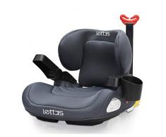 LETTAS Kindersitzerhöhung Lendenkissen Autokindersitz mit ISOFIX Gruppe 3 (22-36 KG/6-12 Jahre) ECE R44/04 (ISOFIX_Grau)