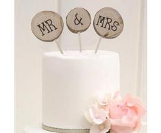 ULTNICE 3 Stück Mr Mrs Holz Torten Topper für Hochzeit Verlobung