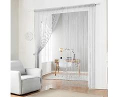 HSYLYM Fadenvorhang mit Kunststoffperlenkette, mit Fransen und Quasten, Polyester, grau, 90x200cm