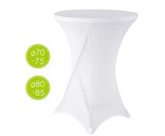 femor Stretch Stehtischhusse weiß für Bistrotisch Ø 80-85 cm, Elegante Stretchhusse als Tisch-Überzug pflegeleicht abwischbar