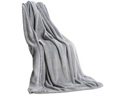 CelinaTex Quebec Kuscheldecke XXL 200 x 220 cm Silber Coral Fleece Tagesdecke Mikrofaser Sofadecke federleicht