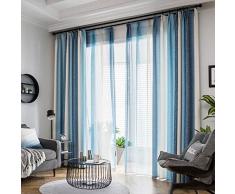 LJWLZFYF Verdunkelungsvorhänge - einfache, Moderne Isolierung, weiche, blickdichte, gestreifte Vorhänge - für Wohnzimmer, Schlafzimmer 132 * 210 cm (Breite * Höhe), blau