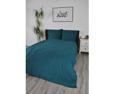 jilda-tex Biber Bettwäsche Uni 135x200 cm 100% Baumwolle Feinbiberbettwäsche buntgewebt Edelflanell 155x220 cm + 80x80 cm (Petrol, 135 x 200 cm)