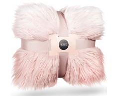 Beautify Kuscheldecke aus Mongolischem Fell-Imitat Ombre Rosa Pink Decke – Luxuriös, weich, Kunstfell – 160 x 130 cm – Stylisches Accessoire für Sofas, Schlafzimmer & Wohnzimmer